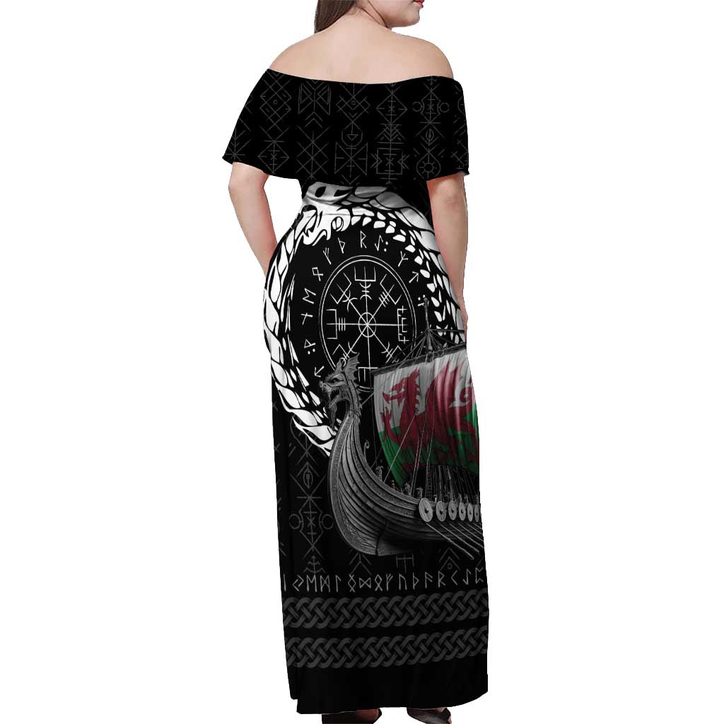 Wales Viking Drakkar Off Shoulder Maxi Dress Viking Blood - Wonder Print Shop
