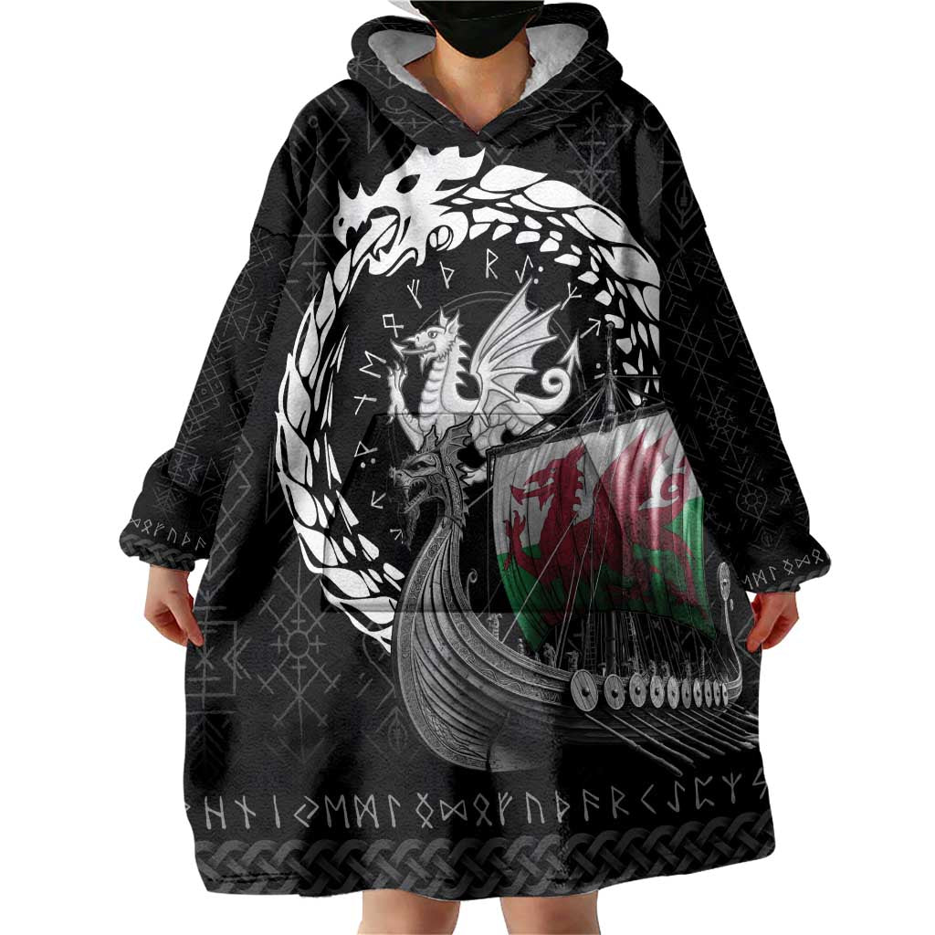 Wales Viking Drakkar Wearable Blanket Hoodie Viking Blood - Wonder Print Shop