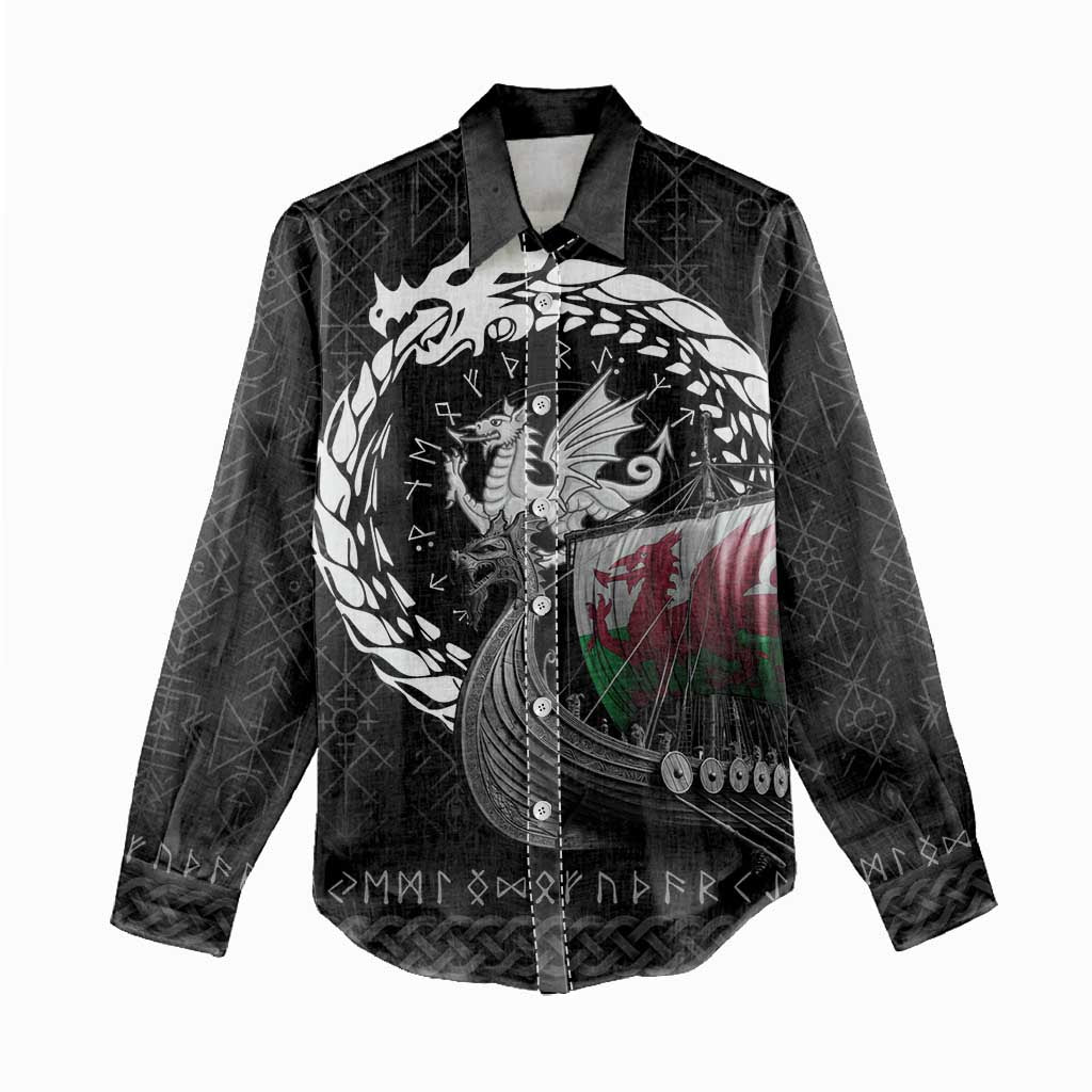 Wales Viking Drakkar Women Casual Shirt Viking Blood - Wonder Print Shop