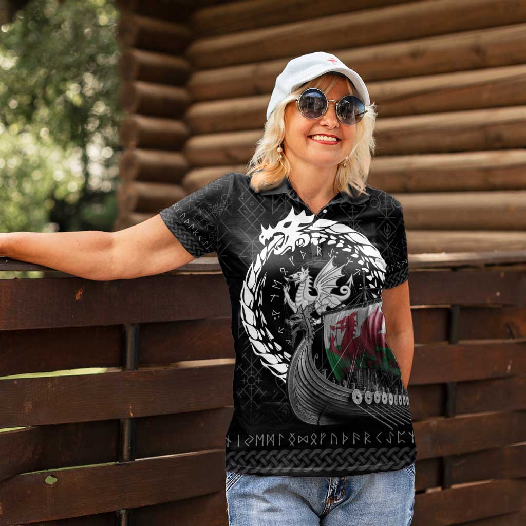 Wales Viking Drakkar Women Polo Shirt Viking Blood - Wonder Print Shop