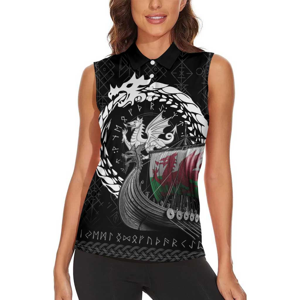 Wales Viking Drakkar Women Sleeveless Polo Shirt Viking Blood - Wonder Print Shop