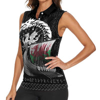 Wales Viking Drakkar Women Sleeveless Polo Shirt Viking Blood - Wonder Print Shop