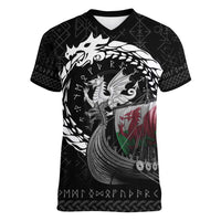 Wales Viking Drakkar Women V-Neck T-Shirt Viking Blood - Wonder Print Shop
