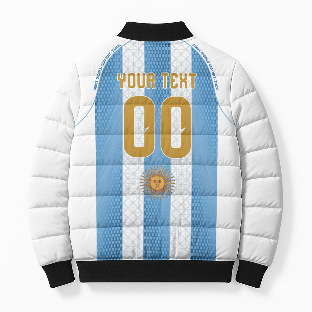 Argentina Hattrick WC26 Custom Bomber Puffer Jacket Triple Strike Football Albiceleste Fan