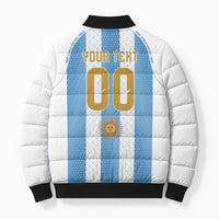 Argentina Hattrick WC26 Custom Bomber Puffer Jacket Triple Strike Football Albiceleste Fan