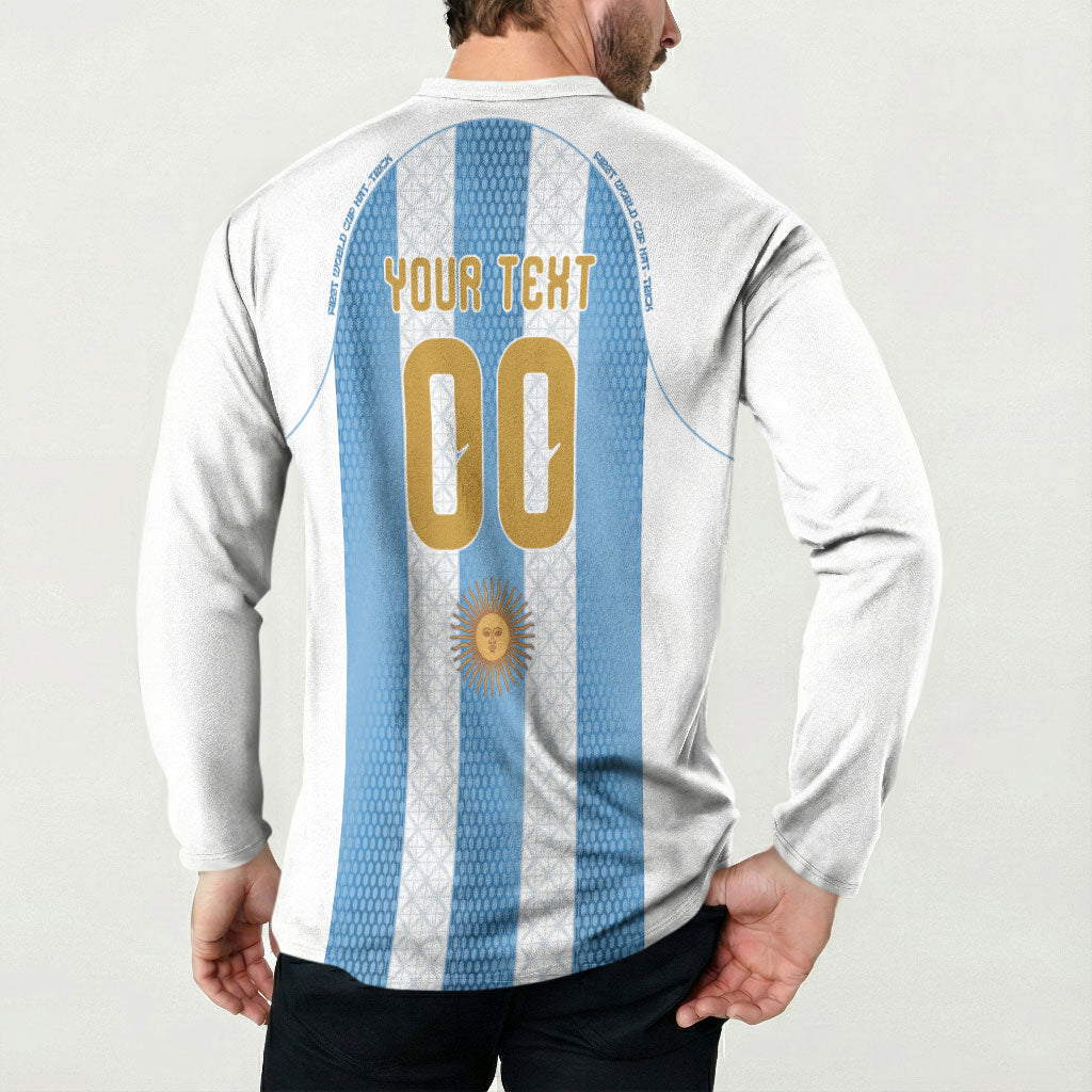 Argentina Hattrick WC26 Custom Button Sweatshirt Triple Strike Football Albiceleste Fan