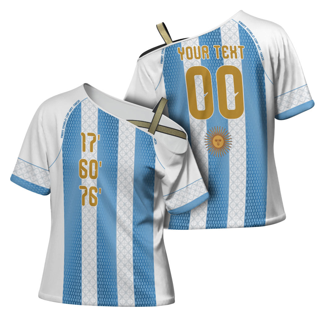 Argentina Hattrick WC26 Custom Cross Shoulder Shirt Triple Strike Football Albiceleste Fan