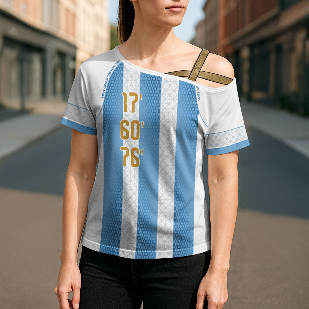 Argentina Hattrick WC26 Custom Cross Shoulder Shirt Triple Strike Football Albiceleste Fan