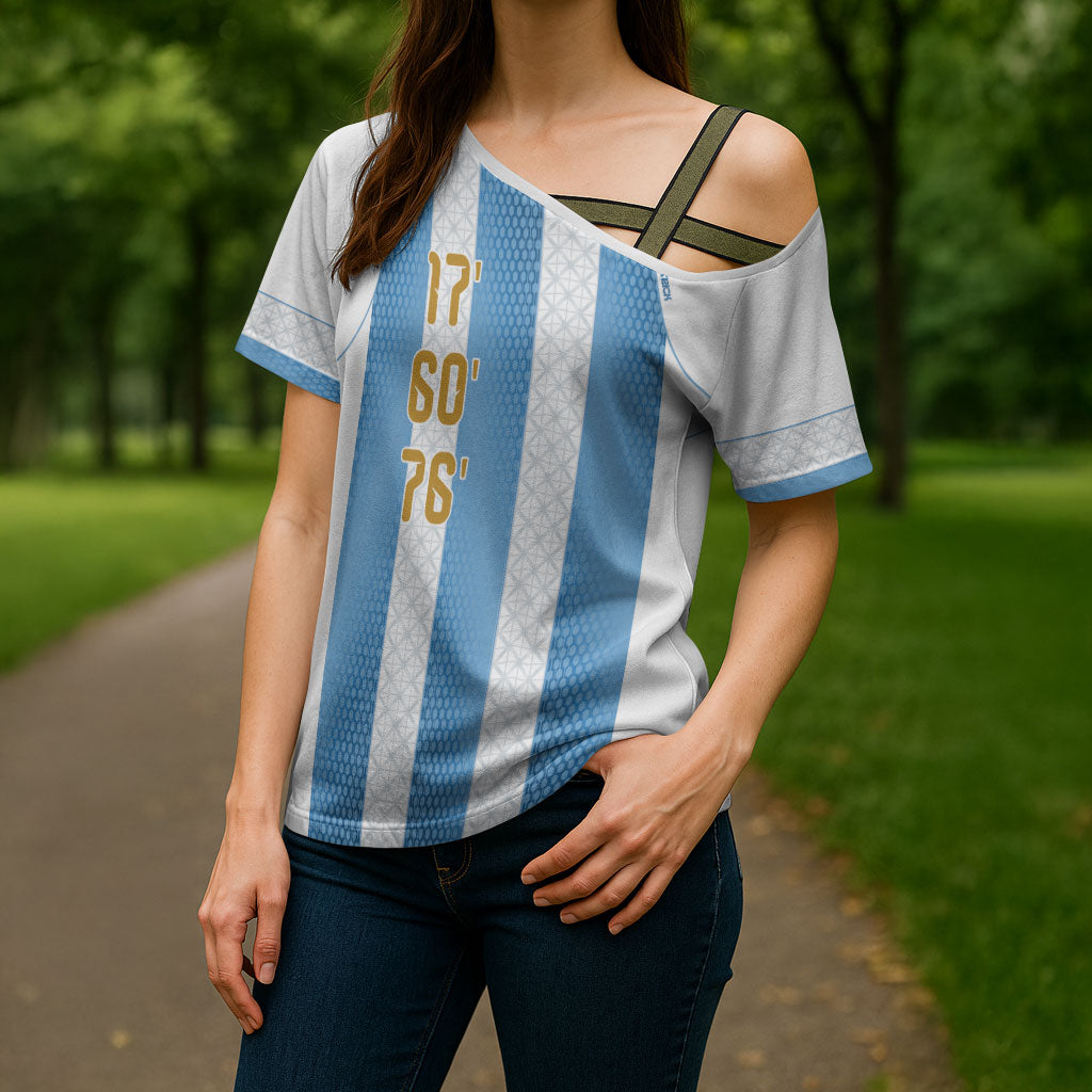 Argentina Hattrick WC26 Custom Cross Shoulder Shirt Triple Strike Football Albiceleste Fan