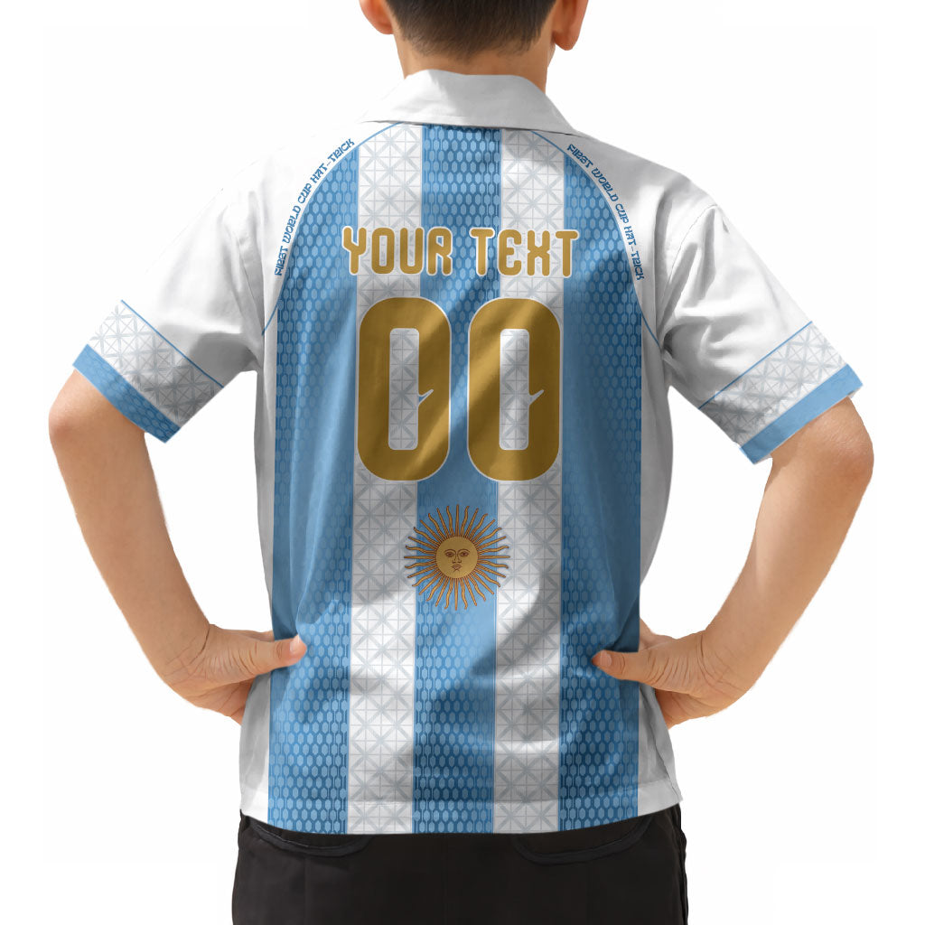 Argentina Hattrick WC26 Custom Kid Hawaiian Shirt Triple Strike Football Albiceleste Fan LT9