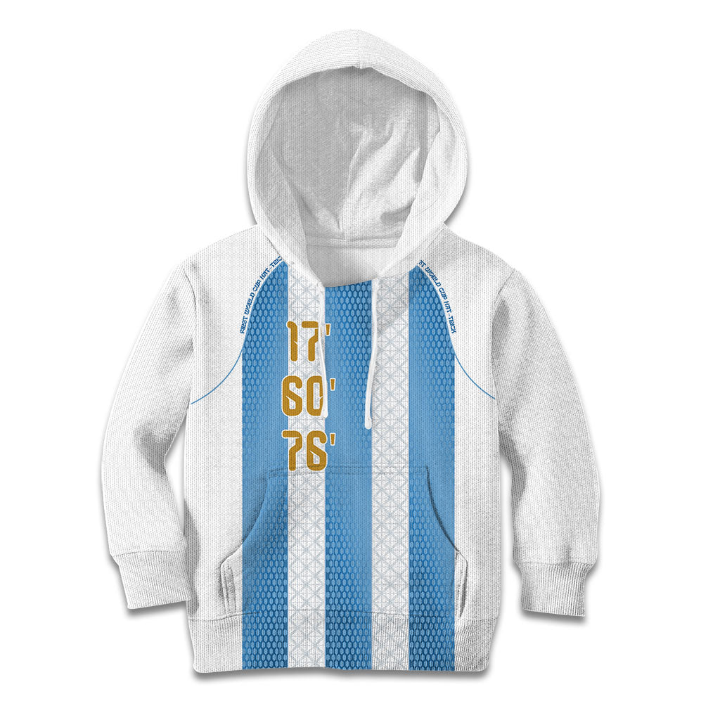 Argentina Hattrick WC26 Custom Kid Hoodie Triple Strike Football Albiceleste Fan