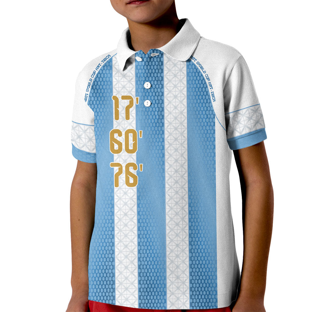 Argentina Hattrick WC26 Custom Kid Polo Shirt Triple Strike Football Albiceleste Fan