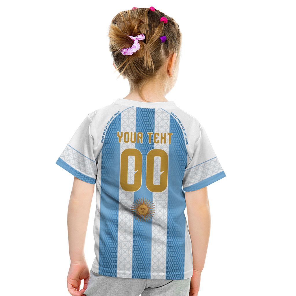 Argentina Hattrick WC26 Custom Kid T Shirt Triple Strike Football Albiceleste Fan