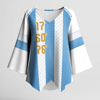 Argentina Hattrick WC26 Custom Kimono Sleeve Blouse Triple Strike Football Albiceleste Fan