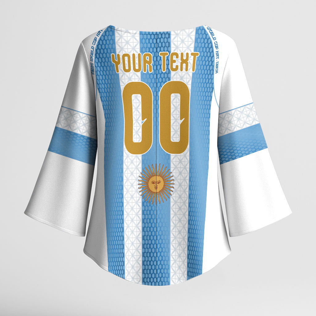 Argentina Hattrick WC26 Custom Kimono Sleeve Blouse Triple Strike Football Albiceleste Fan