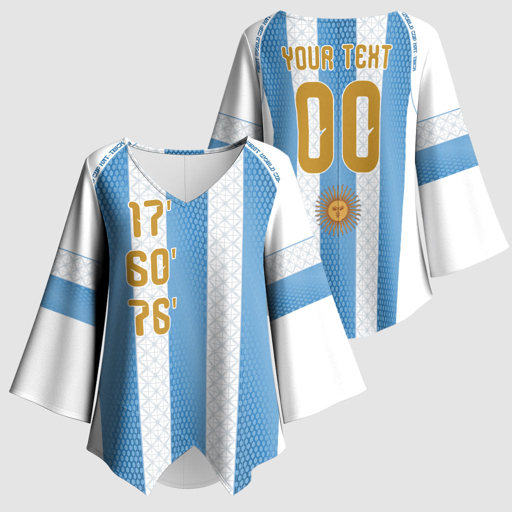 Argentina Hattrick WC26 Custom Kimono Sleeve Blouse Triple Strike Football Albiceleste Fan