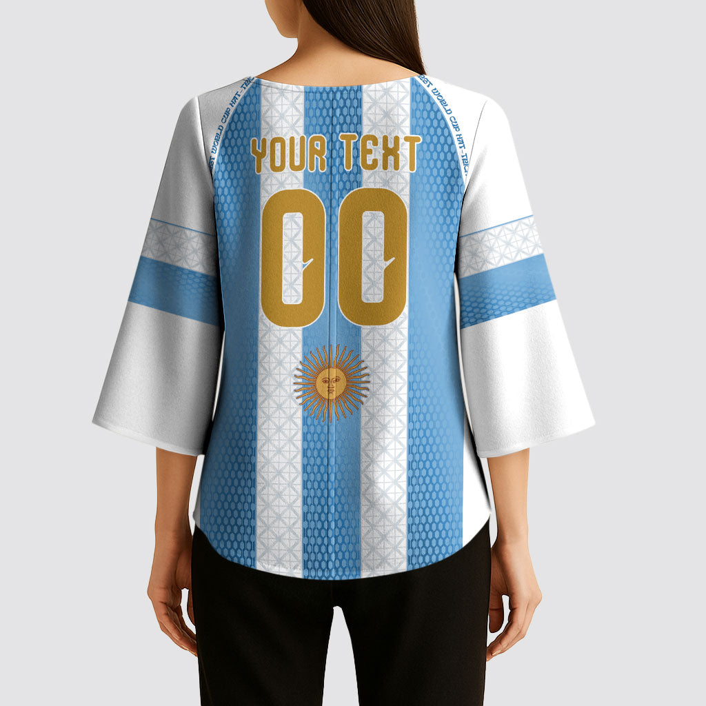 Argentina Hattrick WC26 Custom Kimono Sleeve Blouse Triple Strike Football Albiceleste Fan