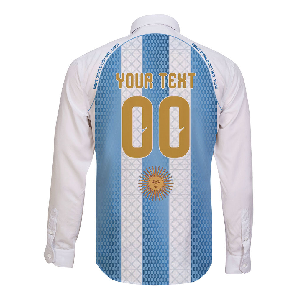 Argentina Hattrick WC26 Custom Long Sleeve Button Shirt Triple Strike Football Albiceleste Fan