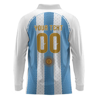 Argentina Hattrick WC26 Custom Long Sleeve Polo Shirt Triple Strike Football Albiceleste Fan