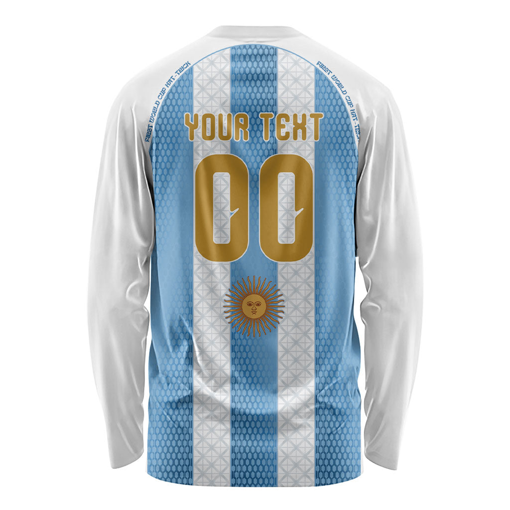 Argentina Hattrick WC26 Custom Long Sleeve Shirt Triple Strike Football Albiceleste Fan