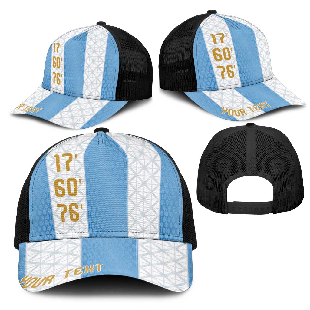 Argentina Hattrick WC26 Personalized Mesh Trucker Cap Triple Strike Football Albiceleste Fan