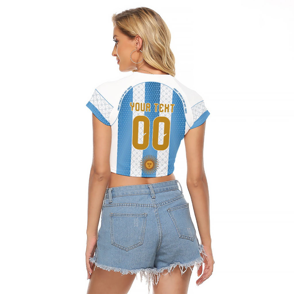 Argentina Hattrick WC26 Custom Raglan Cropped T Shirt Triple Strike Football Albiceleste Fan