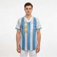 Argentina Hattrick WC26 Custom Scrub Top Triple Strike Football Albiceleste Fan