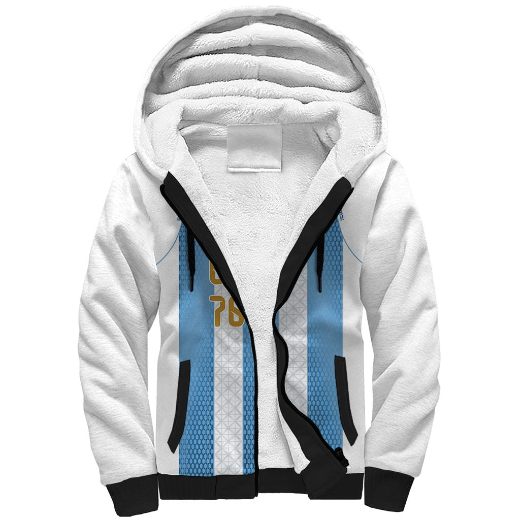 Argentina Hattrick WC26 Custom Sherpa Hoodie Triple Strike Football Albiceleste Fan