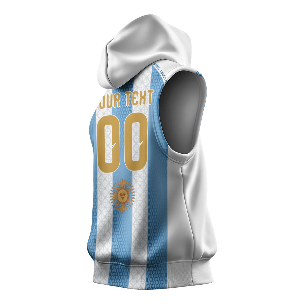 Argentina Hattrick WC26 Custom Sleeveless Hoodie Triple Strike Football Albiceleste Fan
