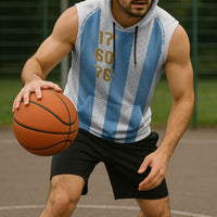 Argentina Hattrick WC26 Custom Sleeveless Hoodie Triple Strike Football Albiceleste Fan