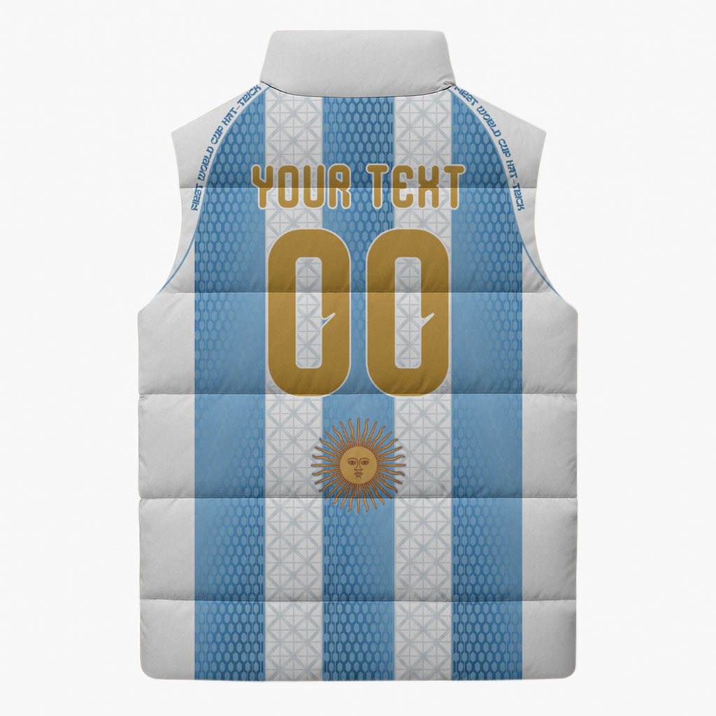Argentina Hattrick WC26 Custom Sleeveless Puffer Jacket Triple Strike Football Albiceleste Fan