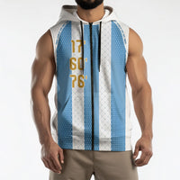 Argentina Hattrick WC26 Custom Sleeveless Zip Hoodie Triple Strike Football Albiceleste Fan