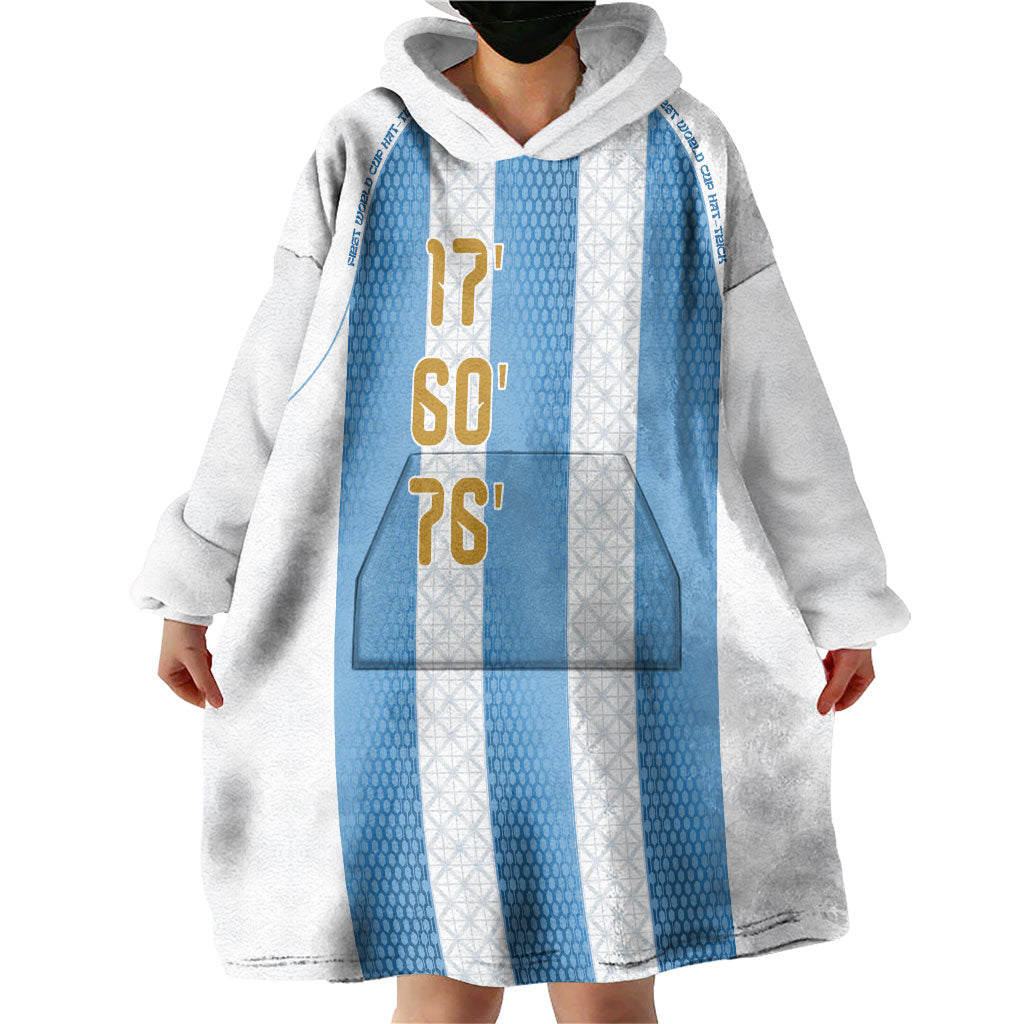 Argentina Hattrick WC26 Custom Wearable Blanket Hoodie Triple Strike Football Albiceleste Fan
