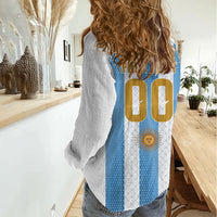 Argentina Hattrick WC26 Custom Women Casual Shirt Triple Strike Football Albiceleste Fan