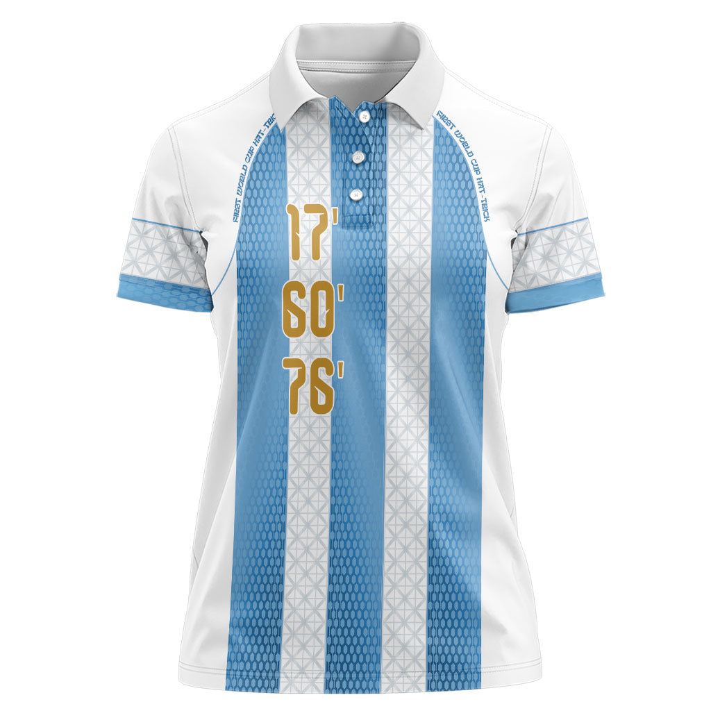 Argentina Hattrick WC26 Custom Women Polo Shirt Triple Strike Football Albiceleste Fan