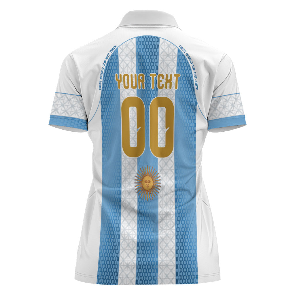 Argentina Hattrick WC26 Custom Women Polo Shirt Triple Strike Football Albiceleste Fan