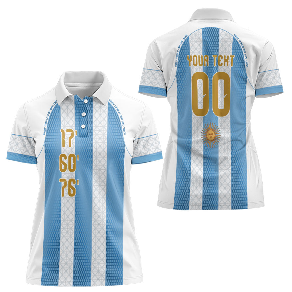 Argentina Hattrick WC26 Custom Women Polo Shirt Triple Strike Football Albiceleste Fan