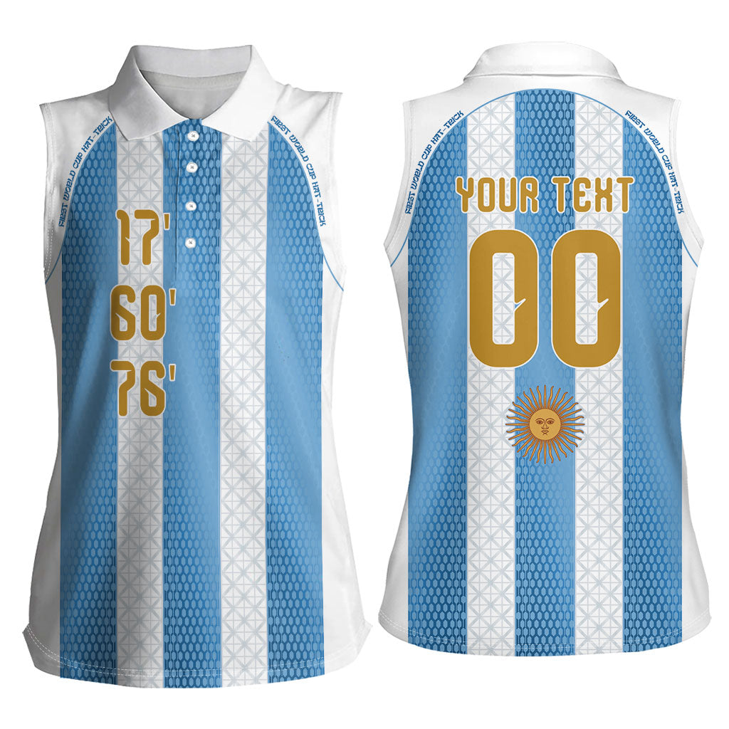 Argentina Hattrick WC26 Custom Women Sleeveless Polo Shirt Triple Strike Football Albiceleste Fan
