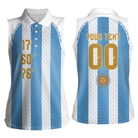 Argentina Hattrick WC26 Custom Women Sleeveless Polo Shirt Triple Strike Football Albiceleste Fan