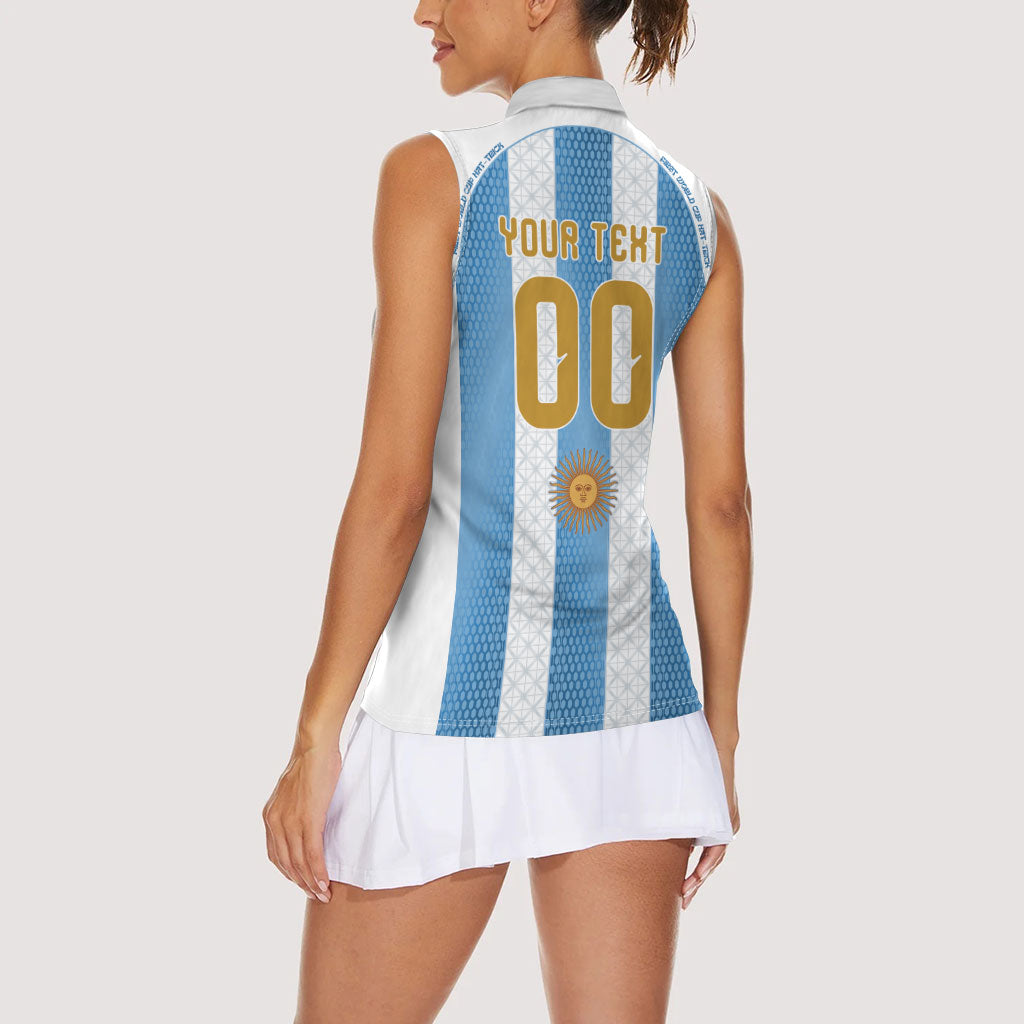 Argentina Hattrick WC26 Custom Women Sleeveless Polo Shirt Triple Strike Football Albiceleste Fan