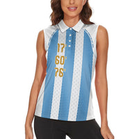 Argentina Hattrick WC26 Custom Women Sleeveless Polo Shirt Triple Strike Football Albiceleste Fan