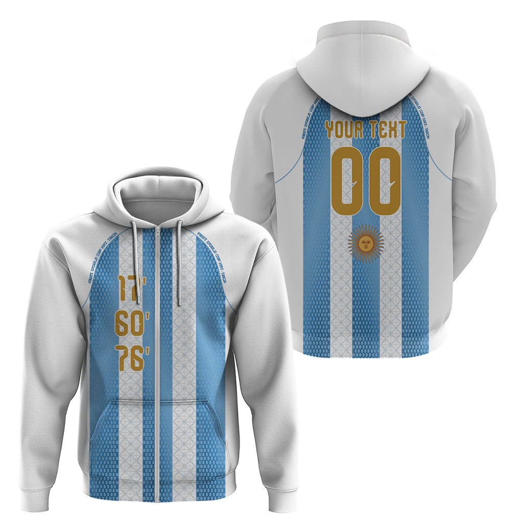Argentina Hattrick WC26 Custom Zip Hoodie Triple Strike Football Albiceleste Fan