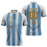 Argentina Hattrick WC26 Custom Zipper Polo Shirt Triple Strike Football Albiceleste Fan
