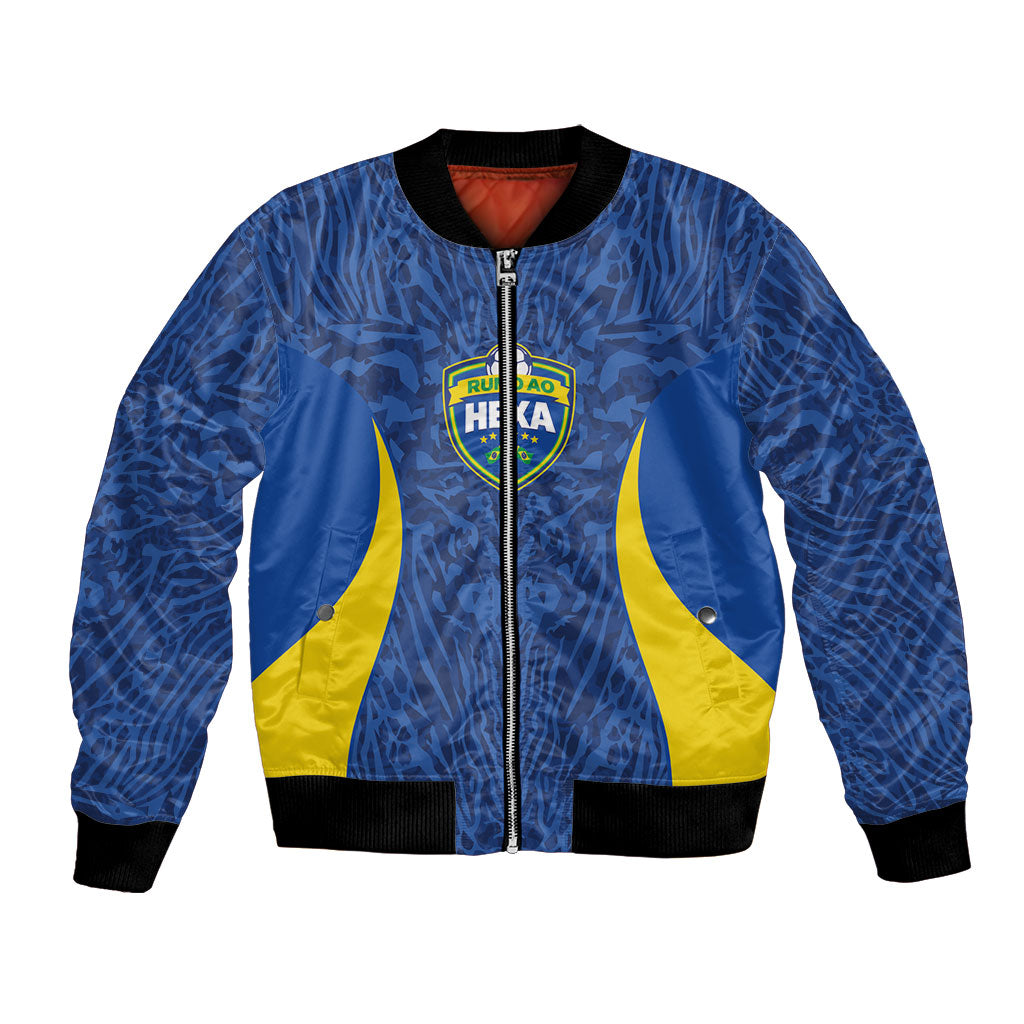 Vai Dar Brasil Custom Bomber Jacket Brasil Rumo ao Hexa Football Supporter