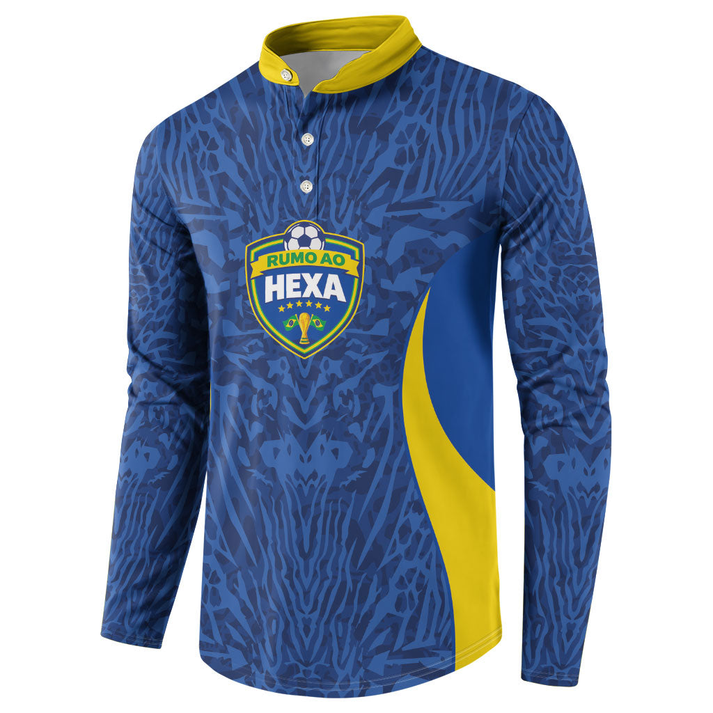 Vai Dar Brasil Custom Button Sweatshirt Brasil Rumo ao Hexa Football Supporter