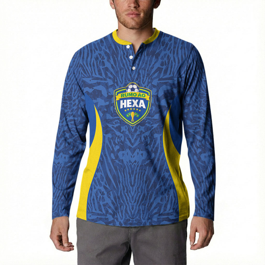 Vai Dar Brasil Custom Button Sweatshirt Brasil Rumo ao Hexa Football Supporter