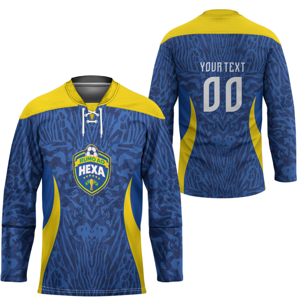 Vai Dar Brasil Custom Hockey Jersey Brasil Rumo ao Hexa Football Supporter