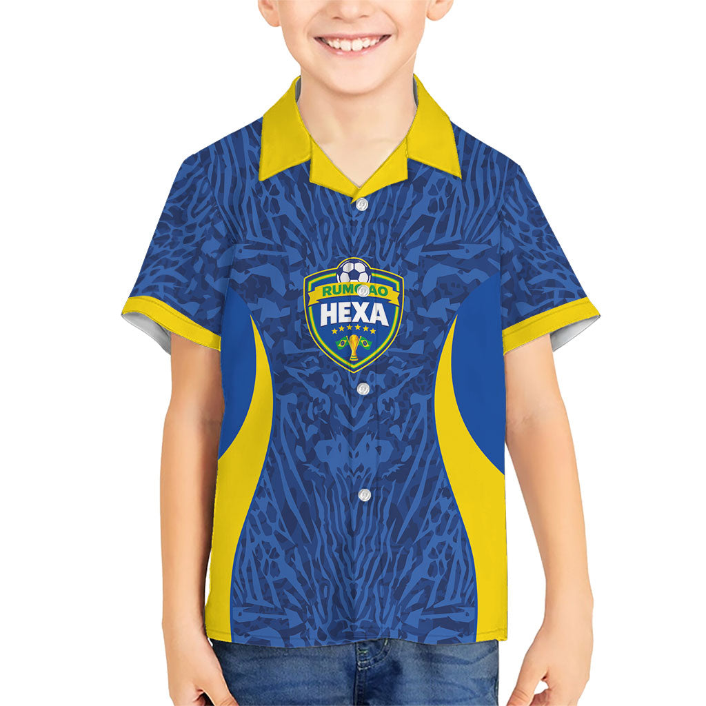 Vai Dar Brasil Custom Kid Hawaiian Shirt Brasil Rumo ao Hexa Football Supporter