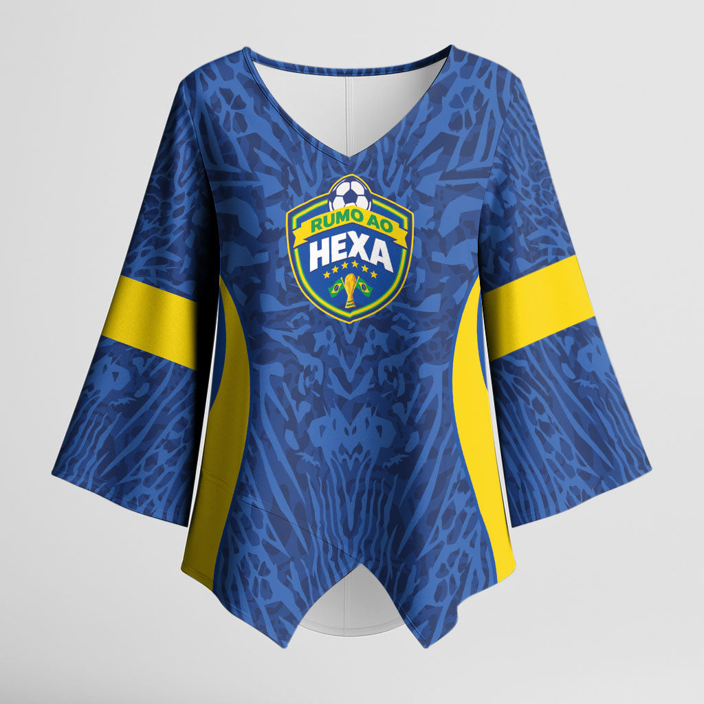 Vai Dar Brasil Custom Kimono Sleeve Blouse Brasil Rumo ao Hexa Football Supporter