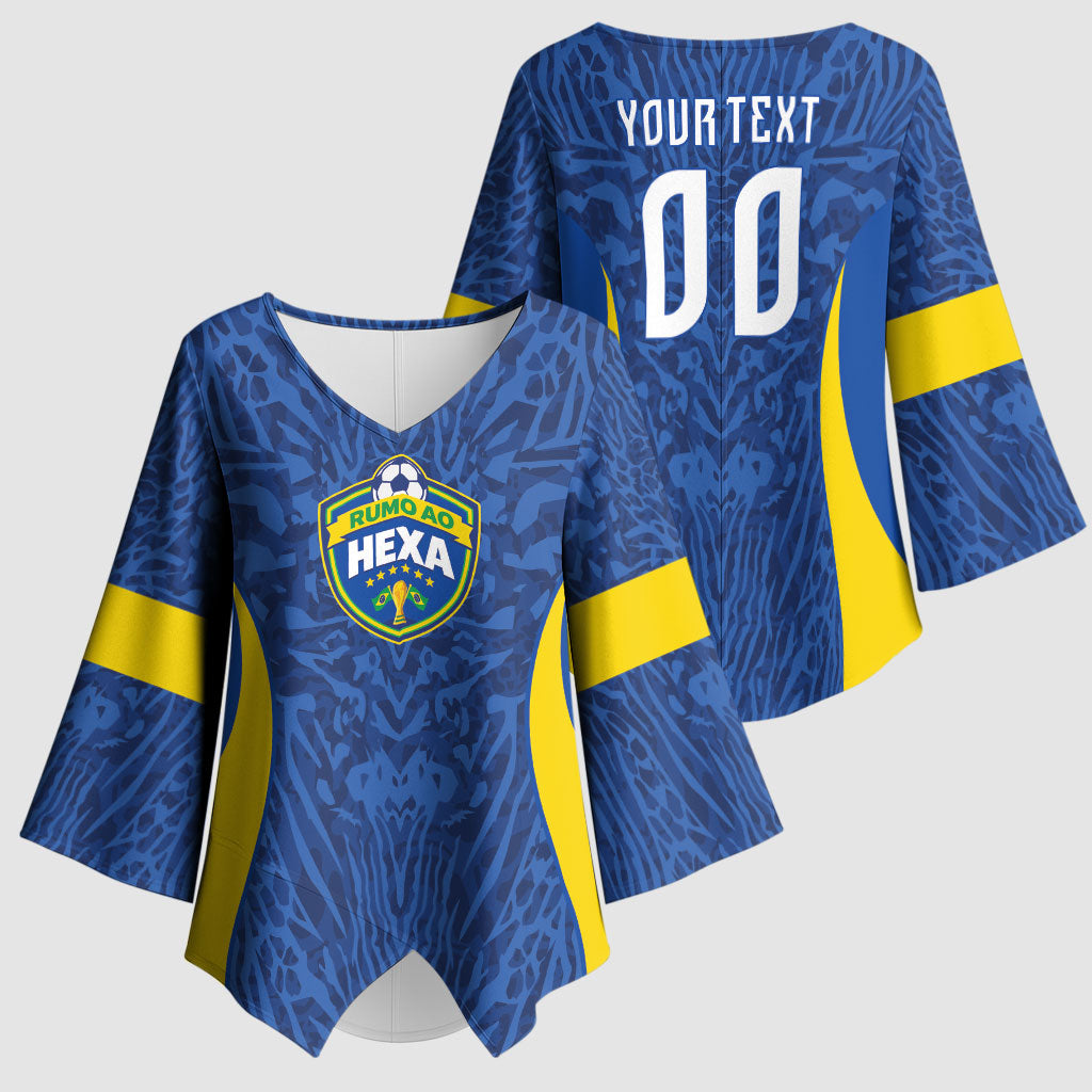 Vai Dar Brasil Custom Kimono Sleeve Blouse Brasil Rumo ao Hexa Football Supporter